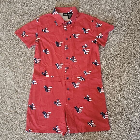Disney Mickey Mouse American Flag Americana Red Unisex Romper Medium M - Picture 3 of 6
